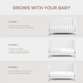 Load image into Gallery viewer, Baby Crib for 0 to 3 Years - White Bars and Frame and Natural Wood Leg