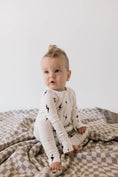 Load image into Gallery viewer, Bamboo Zip Pajamas | White & Black Lightning Bolt