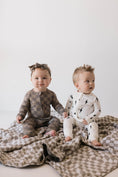 Load image into Gallery viewer, Bamboo Zip Pajamas | White & Black Lightning Bolt