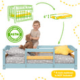 Load image into Gallery viewer, Crib Size Wooden Floor Bed Frame with Rails for Toddlers Age 1–3