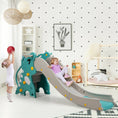 Load image into Gallery viewer, 4-in-1 Kids Climber Slide Play Set with Basketball Hoop-Green