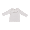 Load image into Gallery viewer, White Ribbed Ruffle Long Sleeve Top