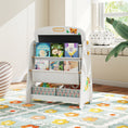 Load image into Gallery viewer, 4-in-1 Kids Table and Chair Set Art Easel with Magnetic Whiteboard and Bookshelf-Natural