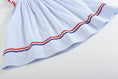 Load image into Gallery viewer, 4th of July Blue Striped Stars Smocked Bishop Dress