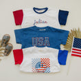 Load image into Gallery viewer, 4th of July Checker Smiley T-Shirt Romper