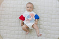 Load image into Gallery viewer, 4th of July Checker Smiley T-Shirt Romper