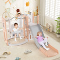 Load image into Gallery viewer, 7-in-1 Toddler Swing and Slide Set L-shaped with Ladder and Basketball Hoop