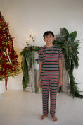 Load image into Gallery viewer, Youth Straight Leg Bamboo Pajamas | Holiday Stripe