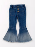 Load image into Gallery viewer, Deep Blue Spray Dyeing Tight Bell-bottoms Denim Jeans Pants