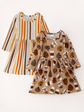 Load image into Gallery viewer, Fall Thanksgiving Day Set Of 2 Pcs In One Package Girls Leopard Print Dress