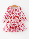 Load image into Gallery viewer, Toddler Girls Valentine Cute Pink Red Heart Print Dress
