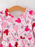 Load image into Gallery viewer, Valentine Dress for Girls – Pink Dress with Daisy & Lollipop Print