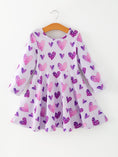 Load image into Gallery viewer, Girls Valentine's Day Cute Purple Heart Polka Dot Dress