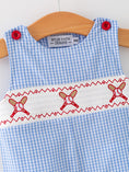 Load image into Gallery viewer, Baby Boy Baseball Smocked Romper – Blue Plaid Summer Outfit