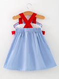 Load image into Gallery viewer, Toddler Girls Baseball Smocked Dress – Blue Plaid Summer Outfit