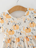 Load image into Gallery viewer, Fall Orange Girls Pumpkin Patch Pockets Dress Lace Trim