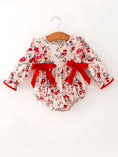 Load image into Gallery viewer, Fall Floral Baby Girl Romper Ruffle Bow Long Sleeve