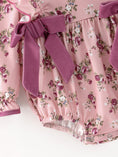 Load image into Gallery viewer, Fall Purple Floral Baby Girl Romper Bow Ruffle Long Sleeve