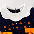 Load image into Gallery viewer, Toddler Girls Fall Pumpkin Embroidery Cotton Smocked Romper