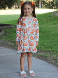 Load image into Gallery viewer, Girls FALL Pumpkin Print Long Sleeve Dress