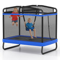 Load image into Gallery viewer, 6 FT Kids Trampoline with Swing and Horizontal Bar Small Rectangle Trampoline