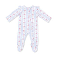 Load image into Gallery viewer, Anna Floral Stripe - 2 Way Ruffle Sleeve Zipper Footie