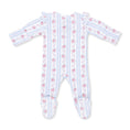Load image into Gallery viewer, Anna Floral Stripe - 2 Way Ruffle Sleeve Zipper Footie