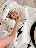 Load image into Gallery viewer, Bamboo Zip Pajamas | White & Black Lightning Bolt