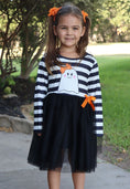Load image into Gallery viewer, Fall Halloween Ghost Baby Girls Tutu Skirt Long Sleeve Stripe Dress
