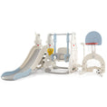 Load image into Gallery viewer, 7 in 1 Toddler Slide and Swing Set with Height Adjustable Swing and Basketball Hoop