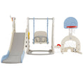 Load image into Gallery viewer, 7 in 1 Toddler Slide and Swing Set with Height Adjustable Swing and Basketball Hoop