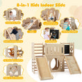 Load image into Gallery viewer, 8-in-1 Toddler Slide Wooden Indoor Playground with Climber and Chalkboard-Natural