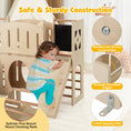 Load image into Gallery viewer, 8-in-1 Toddler Slide Wooden Indoor Playground with Climber and Chalkboard-Natural