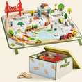 Load image into Gallery viewer, Tiny Land® 110-Piece Wooden Train Set with Folding Storage Box