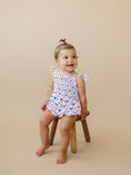 Load image into Gallery viewer, Smocked Red, White and Bows Bamboo Bubble Romper