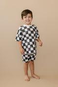 Load image into Gallery viewer, Organic Cotton Black & White Checkered Shorts Set