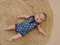 Load image into Gallery viewer, Navy Stars Henley Bamboo Romper