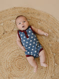 Load image into Gallery viewer, Navy Stars Henley Bamboo Romper