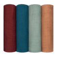 Load image into Gallery viewer, Muslin Swaddle Blankets in Wine, Neptune, Fern, Caramel, 4 Pack