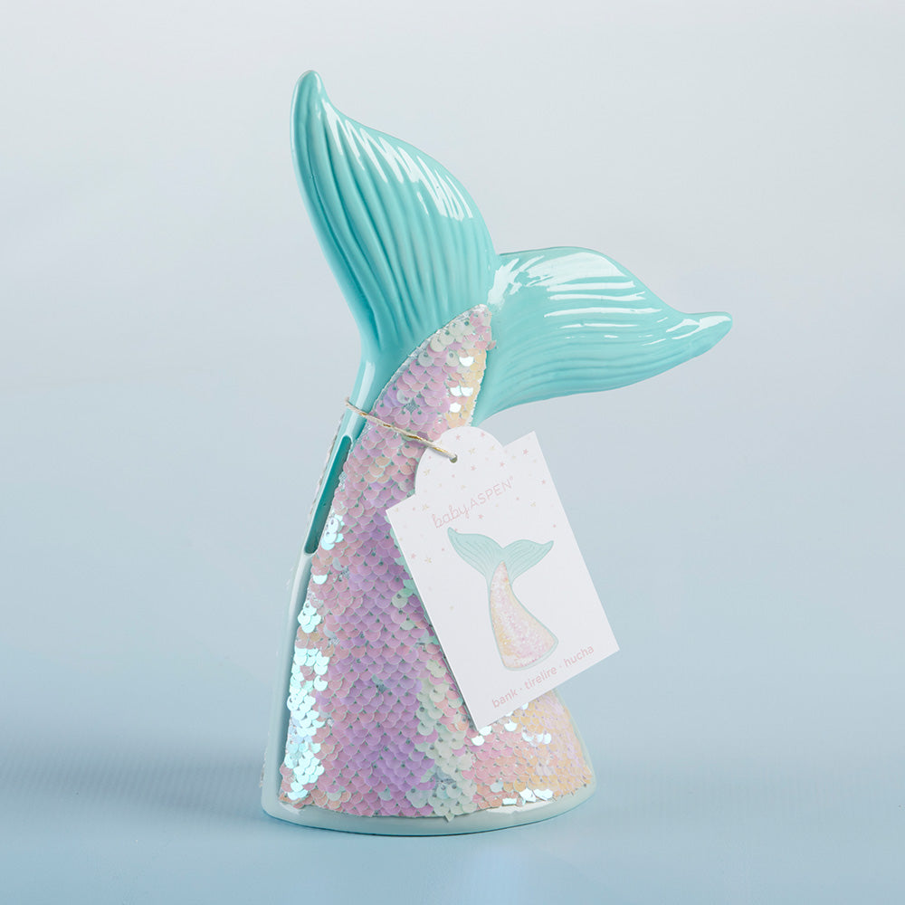 Reversible Sequin Mermaid Tail Porcelain Bank