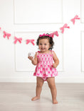 Load image into Gallery viewer, Baby Girl Pink Baseball Bow Print Romper Summer Outfit