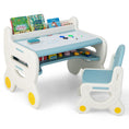Load image into Gallery viewer, Kids Drawing Table and Chair Set with Watercolor Pens and Blackboard Eraser