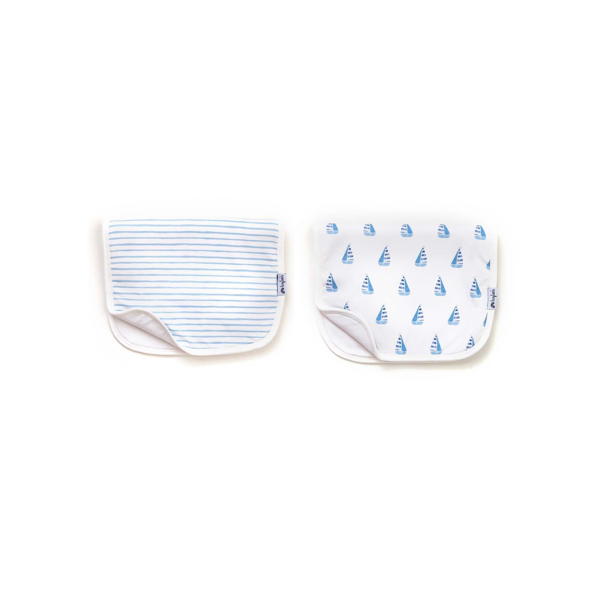 Sky Blue Stripe and Cape Cod Sails Organic Burp Cloth Set