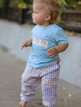 Load image into Gallery viewer, Fall Thanksgiving Plaid Chick Embroidery Smocking Boys Set