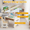 Load image into Gallery viewer, Kids Drawing Table and Chair Set with Watercolor Pens and Blackboard Eraser