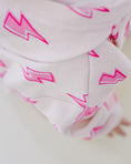 Load image into Gallery viewer, Hooded Bubble Romper | Pink Bolts
