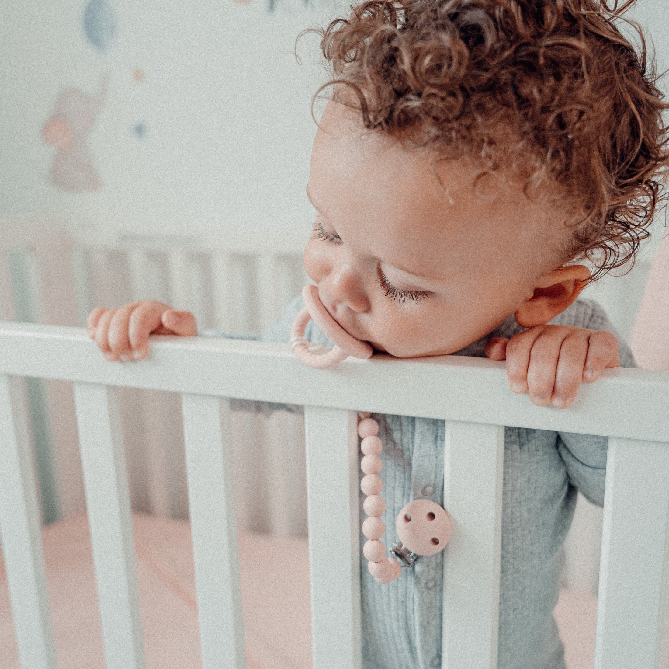 Pacifier Clips in Pink Blush, 2 Pack
