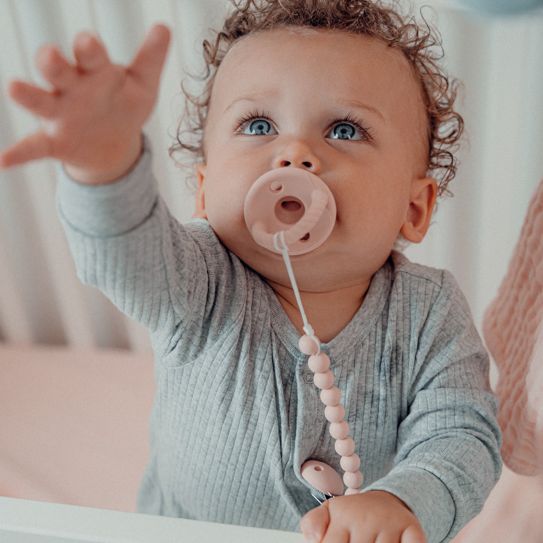 Pacifier Clips in Pink Blush, 2 Pack