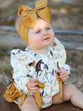 Load image into Gallery viewer, Western Horse Girls Romper Bow Ruffle Long Sleeve