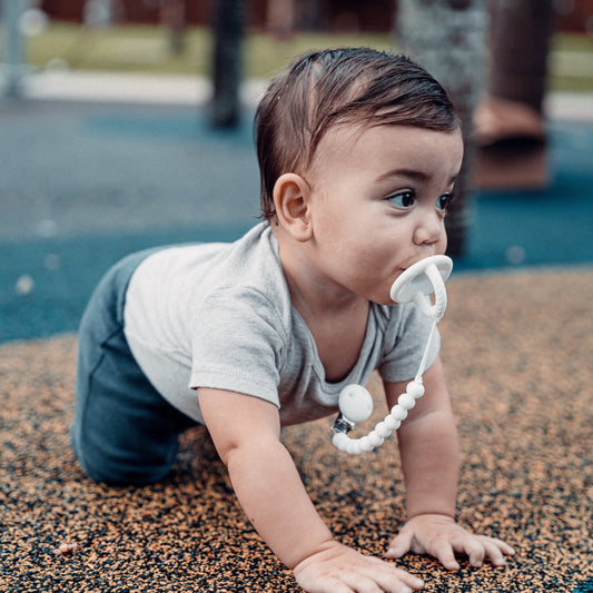 Pacifier Clips in White, 2 Pack
